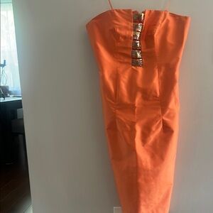 Orange One Shoulder Sheath Cocktail Dress